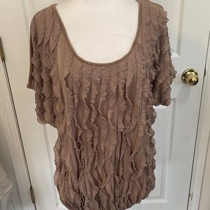 Ruffled Tan Women's Top 2x
